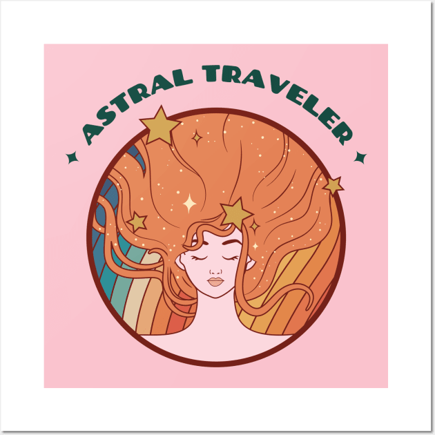 Astral Traveler Trippy Hippie Girl Wall Art by Tip Top Tee's